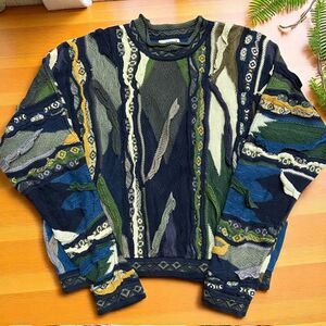Coogi Australia Vintage 3D Knit Multicolor Crewneck Sweater Men's Size Large